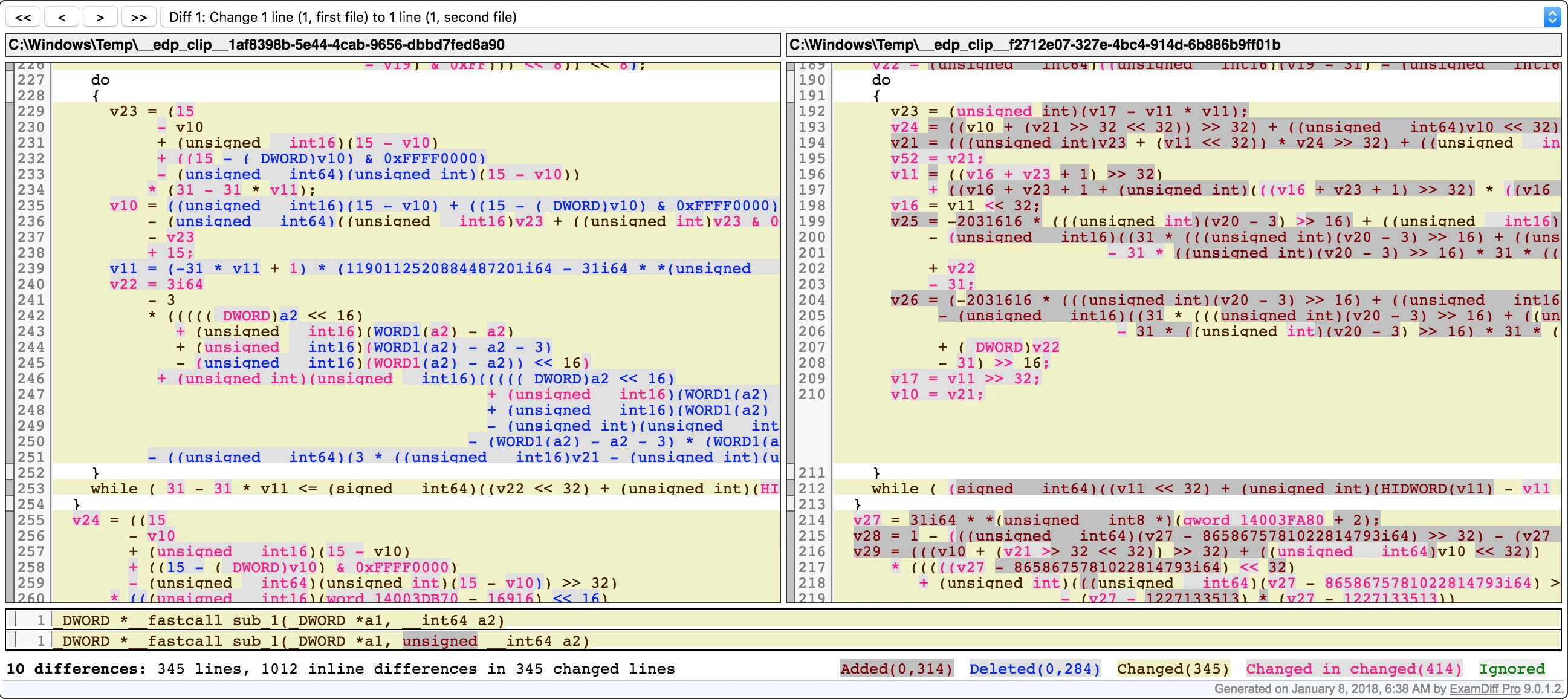 Difference between two obfuscations generated from exactly the same source code